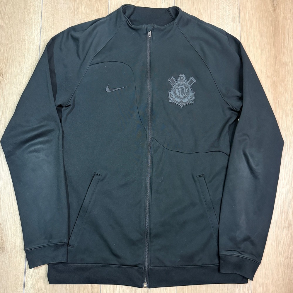 Nike Corinthians Black Full Zip Slim Fit Track Jacket Mens Medium Soccer Futbol